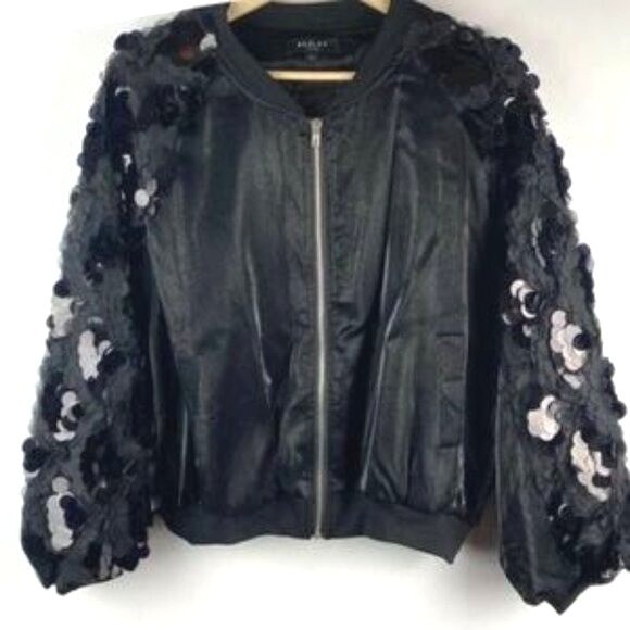 Beulah Jackets & Blazers - Beulah sequin bomber special occasion oversize glam satin liner going out LG